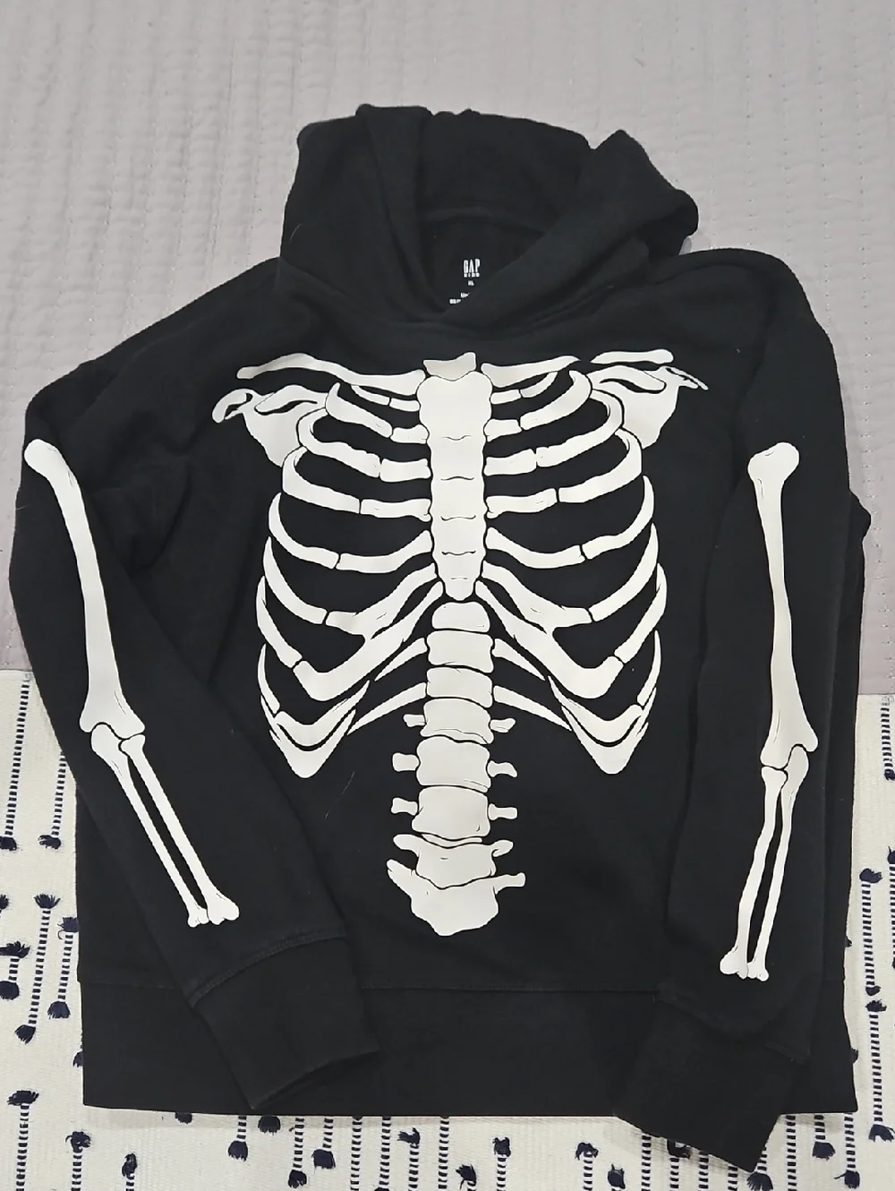 GAP Kids Black Hoodie with White Skeleton Graphic
